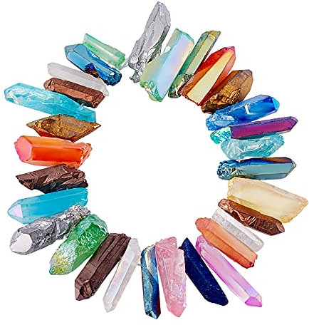 OLYCRAFT acerca de 20~24 piezas Hebras de Cuentas de Cristal de Cuarzo Cristales de Cuarzo Naturales para Hacer Joyas Varillas de Cristal de Cuarzo 13~35x4~6x4~9mm Agujero: 1.2~1.4mm