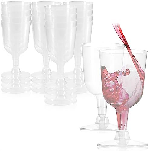 com-four® 16x Copas de vino reutilizables - Copas de vino de plástico apilables para fiestas - Aptas para lavavajillas