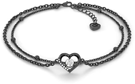 SERASAR Fußband Damen Schwarz Chirurgenstahl 18 Karat Gold Schmuck Frauen Kette Mädchen Fusskettchen Schmuckbox Geschenke für Hochzeitstag Stahlhochzeit