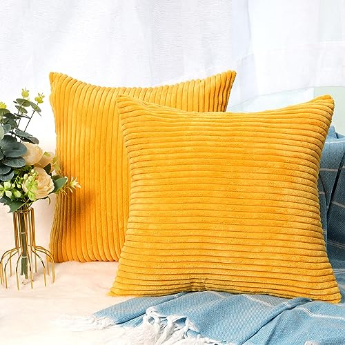 CALIYO Kissenhülle Kord Uni 2er Set, Kissenbezug 40x40 Kissenbezüge für Zierkissen Dekokissen Sofakissen Couchkissen in vielen Farben.