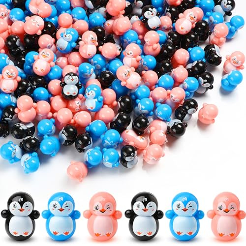 Halloscume 500 Pcs Mini Tumbler Toys Bulk Cute Party Favors Penguin Piñata Goodie Bag Stuffers for Treasure Box Kids Fillers for 100th Day of School Classroom Preschool Students Prizes Birthday