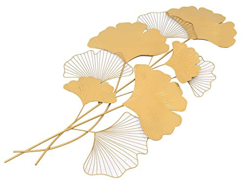 Decoración de pared Gingko Decoración de Pared Metal 3D Mural 110 x 55 cm Decoración de Pared Hojas Decoración de Pared Esculturas de Pared Fondo Pared Salón Decoración para Salón de Estar Dormitorio
