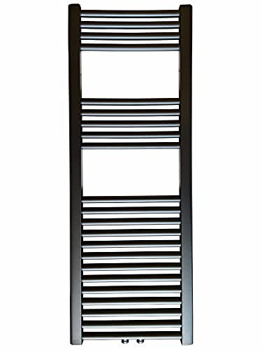 Scaldasalviette da bagno SMYRNA nero opaco, 450 x 1200 mm, dritto, con attacco centrale