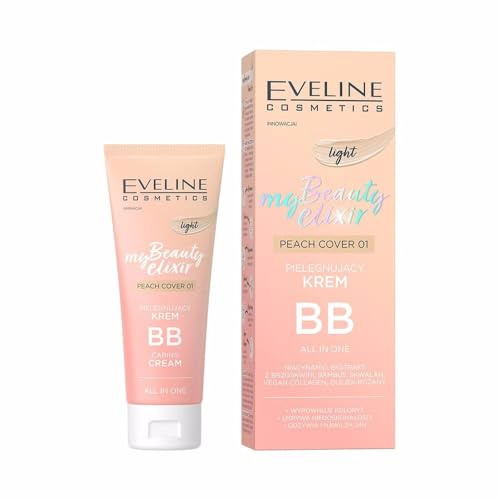 Eveline Cosmetics Nährendes BB Cream Nr. 02 - Dunkel | My Beauty Elixir Serie | Vegane Formel mit Niacinamid, Pfirsich, Squalan, Bambus & Rosenöl | 30 ML