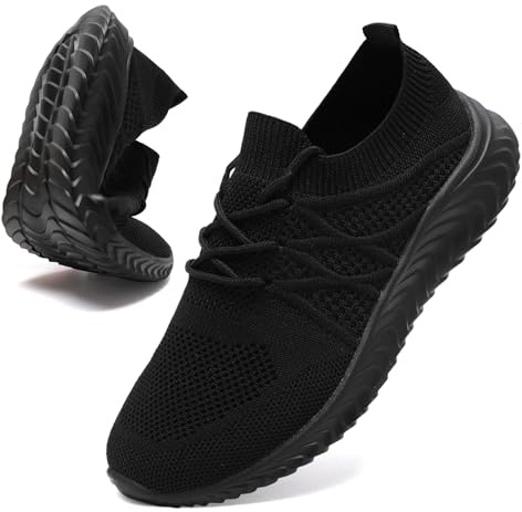 UNQWQZ Zapatillas Mujer Moda Running Deporte Ultraligero Sneakers Mujer Cómodas Zapatillas Caminar Correr Tennis Zapatillas para Andar Caminar Voleibol Negras 38