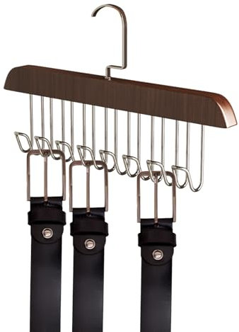 Belt Hanger,Wooden Belt hanger for Wardrobe,with 8 Hooks Belt Storage,Anti Slip Bra Hangers for Wardrobe,Retro Color Multifunctional Belt Storage,for Belt Tie Bra Scarf Organize and Storage