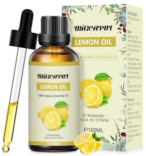 MIGCAPUT Lemon Essential Oils 100ML, 100% Natural Aromatherapy, Fragrance Oils, Premium Lemon Oil for Diffuser, SPA, Massage, Handmade Soap, Candle Making