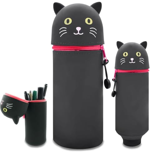 TELAOBAN 2 in 1 Silikon Federmäppchen, Kawaii Stiftetasche, Stand-Up Tasche, Cartoon Tier Tasche, für Büro und Uni