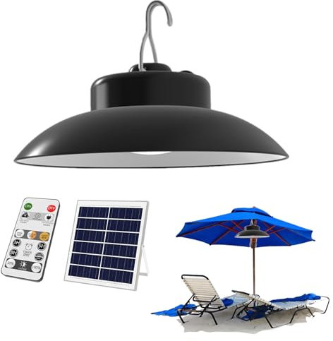 Suspension Solaire - Plafonnier LED Pour Abri De Jardin, Luminaire À Intensité Variable | Lampe Solaire D'intérieur Suspendue À Luminosité Réglable Pour Pavillon, Véranda, Buanderie, Garage, Terrasse