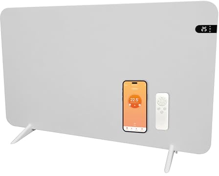 Könighaus 800 W Smart Dual Infrared Heater Wi-Fi App Control with Remote Control Including Towel Holder Feet and Mounting Material Colour: White