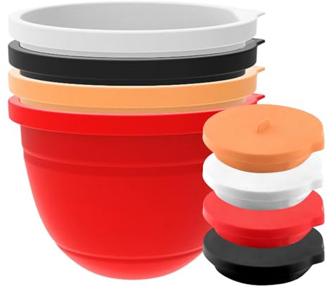 DAWCBVJQ Rivestimenti In Silicone Per Planetaria - 4 Pezzi Impilabili 4,7 Litri Inserimento Per Mixer - Inserto Per Lievitazione Farina - Per Cucina Lievitazione Del Pane Cottura Al Forno Farina