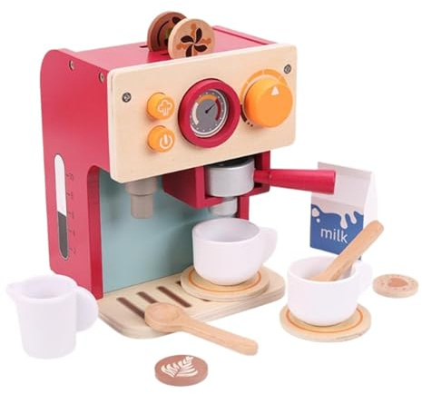 Colcolo Cafetière Jouet, Petit Appareil électroménager, Jouet pour Filles et garçons de 3 à 5 Ans, Cadeau d'anniversaire, Accessoires de Cuisine en Bois,