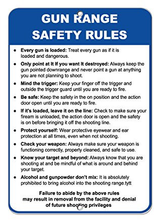 Aluminum Vertical Metal Sign Multiple Sizes Gun Range Safety Rules Every is Loaded Security & Weapon with Border Weatherproof Street 18x24Inches
