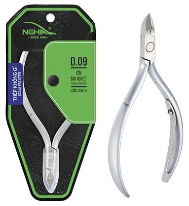 NGHIA Cuticle Nipper - D-09 JAW 14 | Stainless Steel | Durable and Sharp | Ergonomic Design | Grey Plated | Ideal for Salons and Home Use