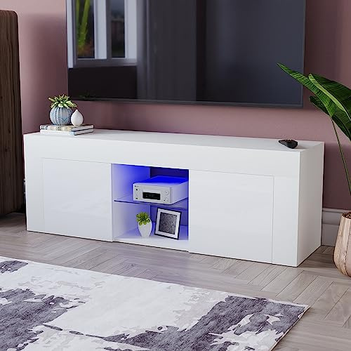 Vida Designs Eclipse Meuble TV LED 2 Portes Moderne Brillant Mat MDF Meuble de Salon Meuble Media Meuble Meuble Meuble RGB Lumière Blanc