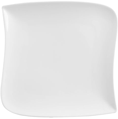 Secret de gourmet - Lot De 6 Assiettes à Dessert Carrées Design Vague - 21 Cm X 21 Cm - Porcelaine