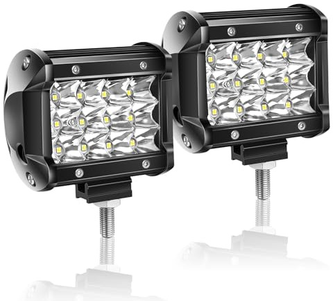 Willpower Led Arbeitsscheinwerfer Scheinwerfer 12V 24V 4 für Auto Traktor | 2x Zusatzscheinwerfer LED Pod Spot 36W, 6000K Weiß, IP67 Wasserdicht, Offroad Beleuchtung für ATV LKW KFZ Boot