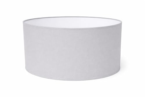 Zylinder Lampenschirm Baumwolle Stoff handgefertigt für Deckenleuchte, Tischleuchte, Stehlampe (Grau, 40 cm Durchmesser 20 cm Höhe)