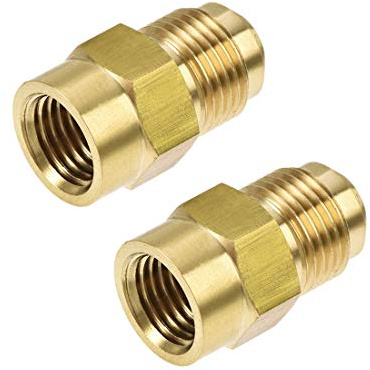 uxcell Brass Pipe fitting, 5/8-18UNF Flare Male to 1/4NPT Female Thread, Tubing Adapter Hose Connector, for Air Conditioner Refrigeration, 2Pcs