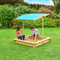 TP Toys, Wooden Sandpit with Sun Canopy, Large Outdoor Play Area with Canopy for Shade, Premium Sand Pit for Kids, Ideal for Gardens, Parks and Playgrounds, 118 x 118 x 120cm, Ages 2 Years+