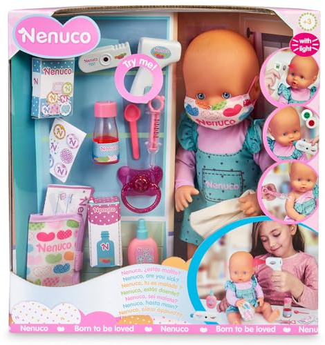 Nenuco Muñeco bebé con Accesorios para Ver si está Enfermo y Jugar a ser médico o Enfermera/o y darle Todos los cuidados, Juguete para niños y niñas de 3 años, Multicolor