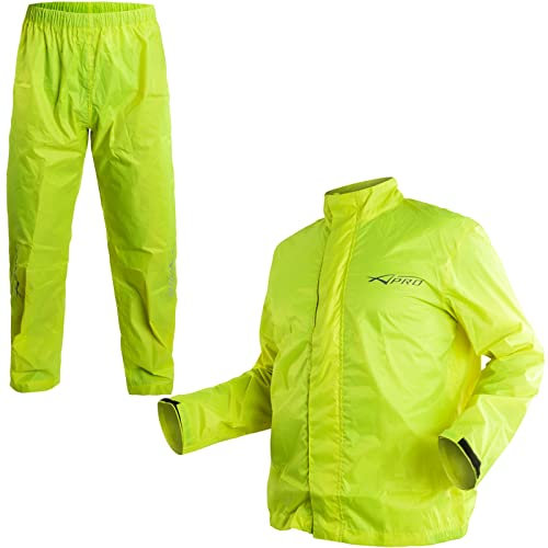A-Pro Motorrad Wasserdicht Regenjacke Regenhose Regenkombi Regenanzug Fluo M