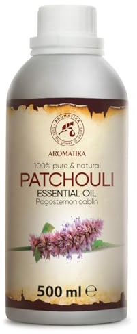 Ätherisches Patchouliöl 500ml - Pogostemon Cablin - Patschuliöl Naturrein - Aromaöl aus der Glasflasche für Aromatherapie in Diffusers und Duftlampen - Patchouli Öl für Duftkerzen und Seifen