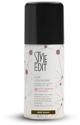 Style Edit Travel Size Root Touch Up Spray | Temporary Hair Color for Gray Roots and Thinning Hair | Salon-Quality, Transfer-Resistant Hair Concealer | Dark Brown, 0.75 oz