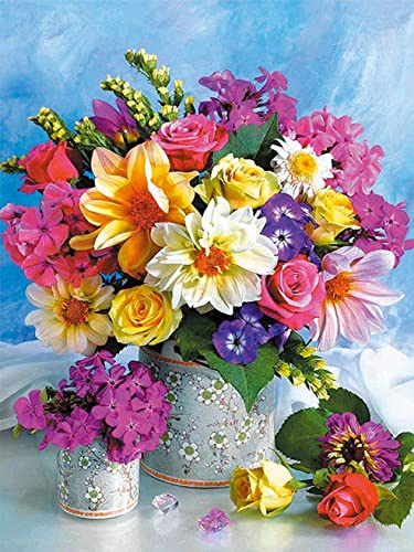 Cross Stitch Kits Stamped, OWN4B Flowers in Vase Printed Pattern 11CT 14.2x18.1 inch DIY Embroidery Kit (Flowers)
