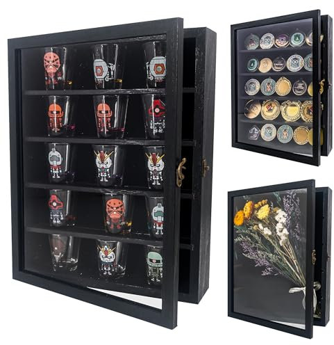 FramePro 28x35 3D Shadow Box Frame with Removable Shelves, Deep Frame 11x14 Display Case for Collector, Keepsake Coins Military Medals Pins Wedding Flowers-Black