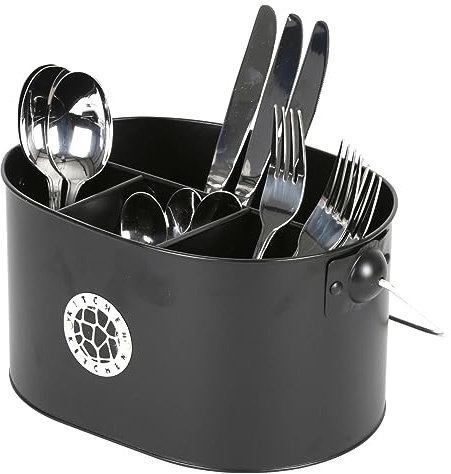 BURI Besteckhalter Metall Schwarz Utensilienhalter Besteckkorb Küchenhelfer | BURI, Besteckablage, Küchenorganisation, modern, rostbeständig, platzsparend, langlebig, Aufbewahrung, Haushalt