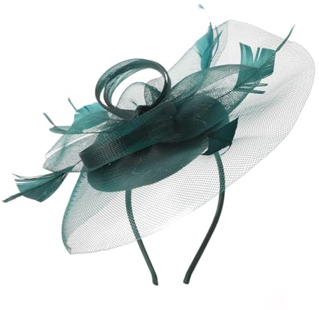 FRCOLOR Fascinator Hut mit Blumenhaarreif aus Netz und Clip für Damen