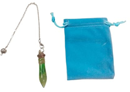 Pandiui23 Pendule de divination égyptienne THOT/pendule de radiesthésie avec témoin et chaîne – magnétiseur, sagesse, clairvoyance, ésotérisme (fluorine)