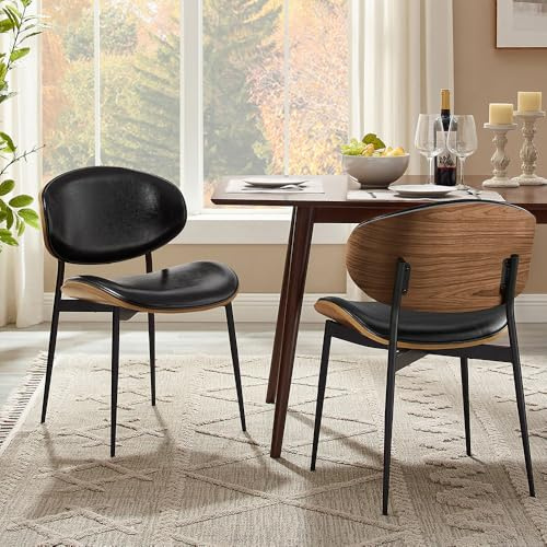 Zouron Esszimmerstühle 2er Set Schwarz - Holzstuhl Gepolsterter Sessel Esszimmerstuhl Wohnzimmerstuhl Polsterstuhl Lehnstuhl mit Rückenlehne, Ergonomischer Stuhl für Esstisch Sitzfläche 42x48 cm