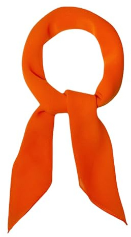 WESTEND CHOICE Square Chiffon Scarves Lightweight Plain Neck Scarf 50s Retro Women Bandana Wrap women's scarves 80 x 80 cm (Orange)