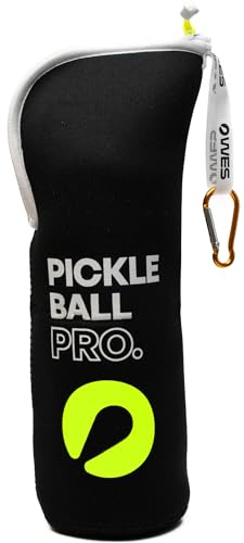WES Pickleball Ballhalter – Metallhaken für Zaun/Rucksack | Neopren-Pickleball-Balltasche