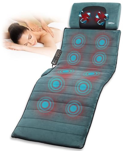 GALERIA DEL COLECCIONISTA Sistema de Masaje Triple SPA: Colchón de Masaje Cuerpo Completo. Shiatsu, Vibración, Termoterapia. Viscoelástica, Almohada Ergonómica Desmontable Plegable. (Regular)