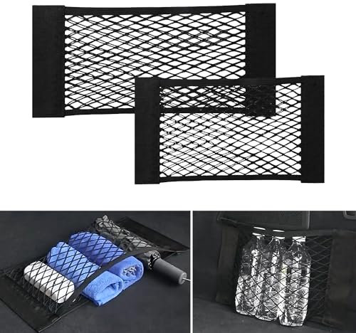 SYEYCW 2 Stück Kofferraum Netztasche, Universal Strapazierfähige Kofferraumnetz, Elastisch Wohnmobil Aufbewahrung Gepäcknetz, Organizer Netz fürs Auto zum Aufbewahren, für SUV