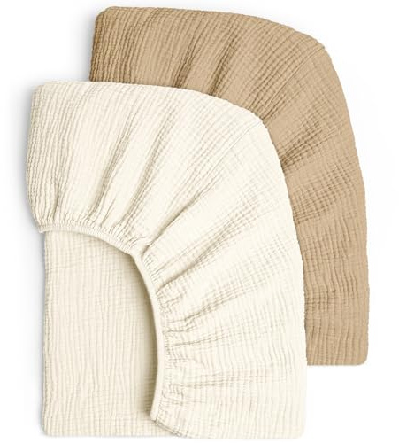lulumoon Spannbettlaken 70x140 Musselin für Kinderbett: 100% Baumwolle | OEKO-TEX zertifiziert - hautfreundlich und atmungsaktiv - Rundum-Gummizug für sicheren Sitz - faltenfrei und verrutscht nicht