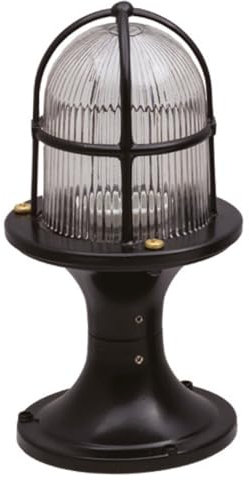 Sockelleuchte Messing massiv Glas E27 IP54 H: 28 cm klein Schwarz Maritim Wegeleuchte Garten Stehlampe außen Terrasse