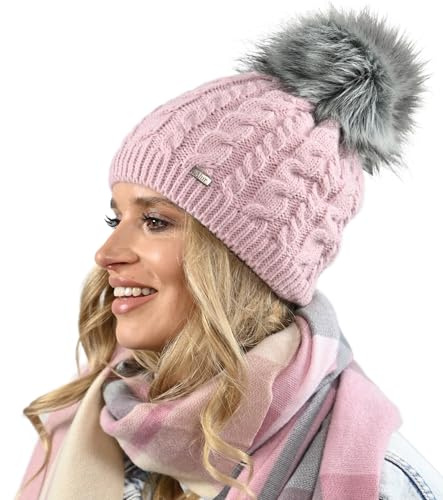 Alur Mütze Damen Beanie Wintermütze Strickmütze mit Bommel - Warme Elastisch Elegant Winter Mütze EKO Bommelmütze - Weiches Garn Stilvoll Universell Warm