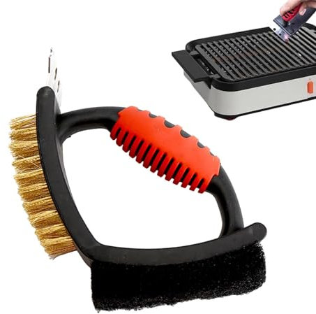 MLqkpwy Cepillo de limpieza para barbacoa, cepillo de limpieza para barbacoa, rasqueta multifuncional para barbacoa, cepillo ergonómico para barbacoa, de alto rendimiento para camping y limpieza de