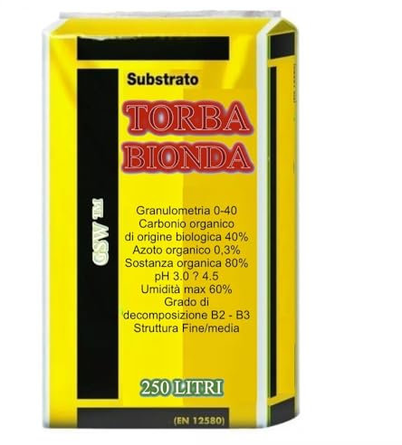 TORBA (BIONDA) ACIDA DI SFAGNO (BALTIC PEAT) (c.ca 32-38 kg – 250 lt). (250 Litri Sacco)