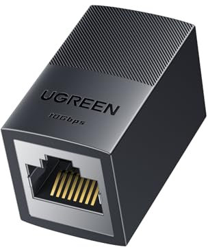 UGREEN Adattatore RJ45 10Gbps Connettore di Estensione Lan Accoppiatore Compatibile POE con Funzione di Protezione per Prolungare di Cavi Gigabit Ethernet Cat7/ Cat6/ Cat5e (Nero, 1 Pezzo)