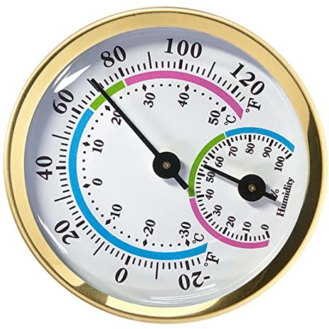 Levemolo Temperatur Feuchtigkeitsmessgerät Aluminium Gartenhygrometer Innen Außen 57mm Hygrometer Thermometer Saunamessgerät Temperatur Und Luftfeuchtigkeitsanzeige