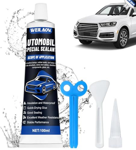 WEILAOK Scheibenkleber Auto, Karosseriekleber Schwarz, Scheibenkleber, Dichtmasse Wasserdicht, Karosseriedichtmasse, Wasserdicht, Hochtemperatur, Gute Abdichtung, 100ml