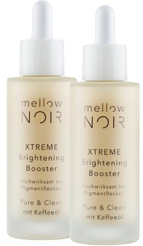 mellow NOIR XTREME Brightening Booster 2x 30ml Anti Pigmentflecken Serum | Reduziert sanft dunkle Flecken, Altersflecken & Pickelmale, Für Gesicht und Haut, Vegan, Zertifizierte Naturkosmetik