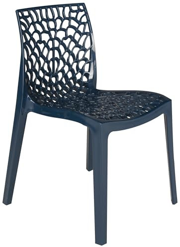 METRO Professional Chaise de terrasse Saphir, Empilable, Plastique, Bleu Pétrole