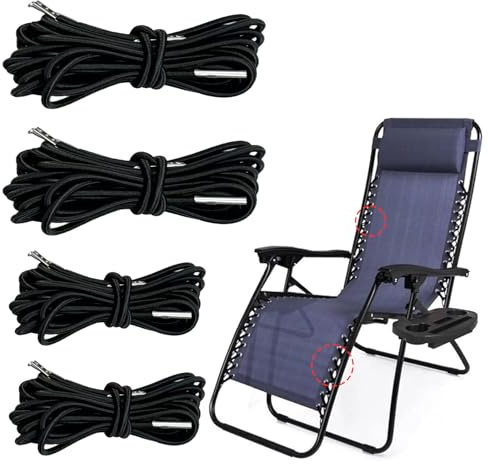 WLHFDC 4 Stück Elastische Schnur für Sonnenliege,Gummischnur für Relax-Liegestuhl,Sonnenliege,Patio Gartenliege,Strandliege, Zero Gravity Stuhl Ersatz Schnur,Elastischer Stuhl Reparatur Kit