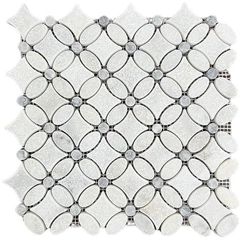SuperDeal (10 piastrelle) mosaico marmo pietra naturale Flower Carrara – argento antico marmo mosaico marmorizzato per pavimenti parete bagno WC doccia cucina specchio piastrellato rivestimento vasca